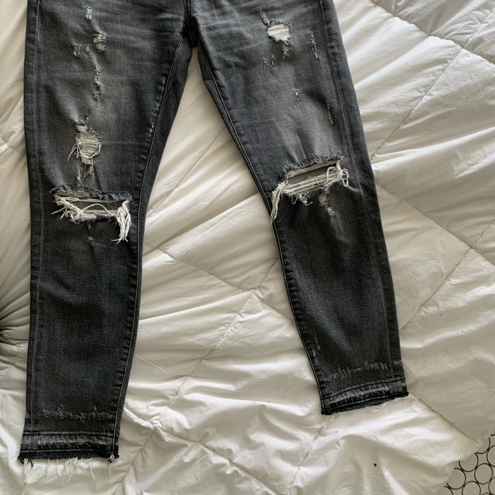 R13 distressed grey/black straight leg jeans - Picture 4 of 6